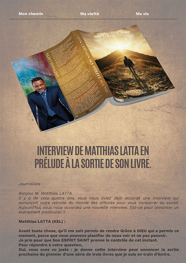 INTERVIEW DE MATTHIAS LATTA ENPRÉLUDE À LA SORTIE DE SON LIVRE